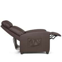 GOFLAME Single Reclining Sofa Padded Reclining Chair For Living Room With Adjustable Backrest Side Pocket For Storage - Brown - View 9