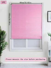 1pc Solid Color Semi-Sheer Pleated Curtain, Lightweight Pleated Curtain With No Drill Holes, Semi-Transparent Solid Color Pleated Curtain, Temporary Blackout Curtain, Adhesive Pleated Curtain, Easy To Cut And Install, Classic Minimalist Design, Suitable For Study, Living Room, Bedroom, Bathroom And Other Windows - Multicolor - View 35