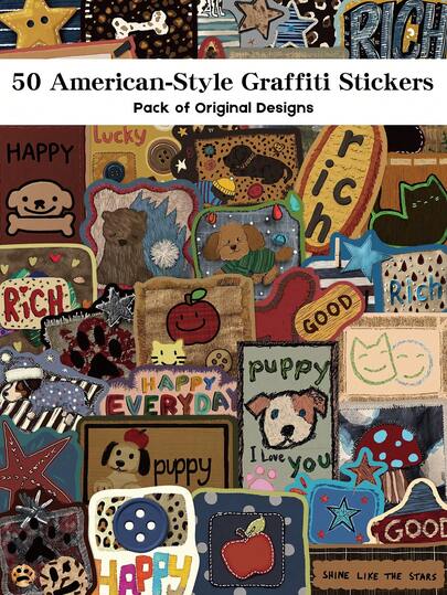 YWWBLD 50pcs American-Style Graffiti Stickers For Laptop, Suitcase, Scrapbook, Storage Box, Skateboard, Guitar, Decor, DIY, Graffiti Stickers