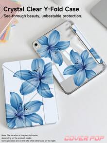 这款蓝色百合花图案平板电脑保护套适用于 iPad Air 11 英寸 M3 2025/M2 2024、Air 第五代 2022、Air8 2026（11/13 英寸）、(A16) 11 英寸第十一代 2025，也兼容三星 Galaxy Tab 和 Kindle Paperwhite 第十二代 2024。透明背壳搭配时尚图案，支持自动休眠/唤醒功能，并采用气垫保护。是办公使用或馈赠佳品的理想之选。 - 彩色 - 查看 3
