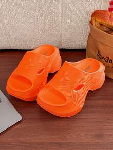 1 Pair Women's Letter Print Casual Thick EVA Platform Slide Sandals For Outdoor Summer - Orange - View 2