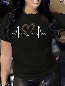 Camiseta de manga corta para mujer |   Envíos a México |   Tela Transpirable de Alta Calidad |   Camiseta holgada de manga corta con estampado para mujer |   Latidos del corazón y estampado de leopardo |   Negro |   Lavable a máquina |   Top Casual Deportivo de Cuello Redondo |   Moda Holgada y Cómoda |   Regalo Unisex para las Fiestas |   Conjunto para Parejas |   Ropa de Primavera y Verano |   Adecuado para todas las estaciones |   Transpirable y Absorbente de Sudor para Deportes, Correr y Senderismo |   Ropa de Mujer - Ocio - Negro - Ver 6