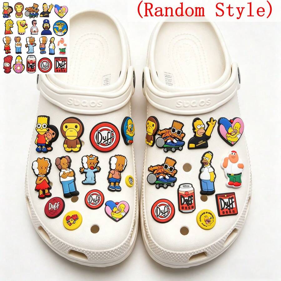 8pcs/Set Cartoon Cave Shoe Decorations, DIY Accessories, Shoe Flowers, Cartoon Slippers, Detachable Accessories | Party & Holiday DIY Interactive Toys, Party Decor, Affordable (Random Style) - Multicolor - View 1
