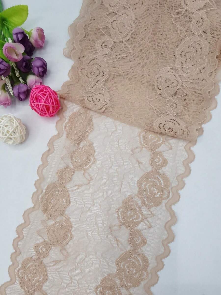 90cm/1件 彈性DIY杏色蕾絲飾邊,親膚透氣,適用於衣物、領口、袖口、下擺延伸裝飾、婚紗、裙子、鞋材、帽子、床上用品、裝飾、家紡、髮飾、珠寶、手套、窗簾、花卉包裝及手工藝,多用途家紡與服飾配件 - 1pc 杏色90CM - 查看 1