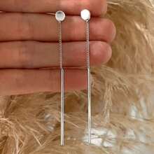 Minimalist Fashion Chain Pendant Earrings, Handmade Copper Jewelry Accessories For Women, Surprise Gift For Friends - Silver - View 1