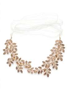 1pc Vintage Greek Style Handmade Pearl Leaf Headband, Elegant Gold Textured Bridal Headpiece, Versatile For Formal Occasions, Weddings, Parties - Multicolor - View 11