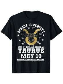Camiseta Divertida de Astrología del Zodíaco Tauro 10 de Mayo para Mujeres y Hombres, Camiseta de Ajuste Cómodo para Hombre, Camiseta de Cuello Redondo, Ultra Suave, Transpirable, Absorbe la Humedad, Camiseta Casual de Verano, Camiseta de Moda Imprescindible - Negro - Ver 8