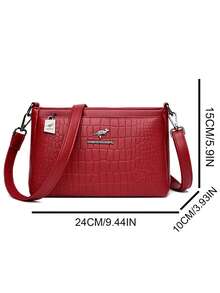 Nova Bolsa de Ombro de Couro PU Macio de Luxo Design para Mulheres 2026 Marca Bolsas e Bolsas Femininas de Alta Qualidade para Senhoras - Vermelho - Visão 5