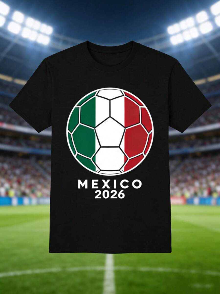Hombres 002 | | Fútbol | Camiseta Deportiva con Diseño de Trofeo de Fútbol Mundial, Perfecta para Amantes del Fútbol12_27 - Negro - Ver 1