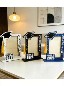 2026 Graduation Decor - Vertical Desktop Wooden Photo Frame With Inspiring Quote, Suitable For Graduation Photo Display, Great For Graduation Party Decoration And Commemorative Gift, Home Decor - Multicolor - View 1