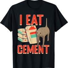 I Eat Cement Cat Dank Meme T-Shirt - Black - View 1