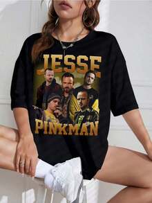 Unisex T-Shirt With TV Series Print, Round Neck, Short Sleeve, Casual Design, Ideal For Fans - 白色 - View 1