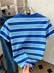 Camiseta de manga corta con cuello redondo y estampado de letras, de uso casual y versátil para uso diario - Multicolor 4 - Ver 2