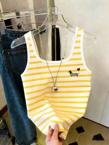 Mejor vendido top ajustado estampado para mujeres - Amarillo - Ver 3