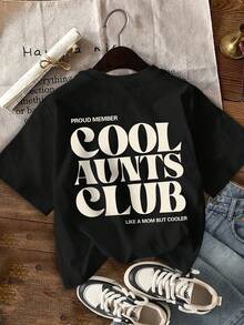 Women's Casual Summer T-Shirt [Double-Sided Print] Short-Sleeve T-Shirt With Round Neck And English Letter Print, Summer Clothes For Women, Summer Top, Blouse And Shirt For Women, Suitable For Weddings, Beach Vacations And Other Occasions. - 黑色 - 查看 3