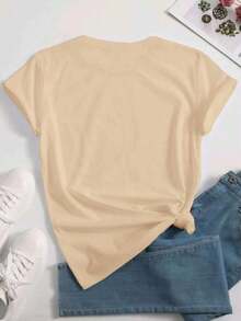 1 Camiseta de moda casual para hombres y mujeres con gráfico de corazón y el eslogan "Con Dios todas las cosas son posibles" para mujeres. Versátil, fácil de combinar, adecuada para uso diario, estilo urbano, conjuntos de vacaciones, conjuntos de fin de semana. - Albaricoque - Ver 2
