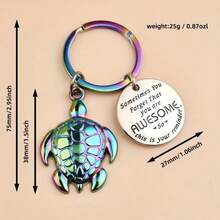 1pc Multicolor Turtle Zinc Alloy Keychain, Backpack Pendant Fashion Accessory, Creative Gift For Men - Multicolor - View 3