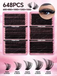 DD Curl Individual Eyelash Extension Kit With Glue, Scissors, Brush For Beginners. 10D/20D/30D/40D/50D/60D/80D/100D/120D/150D Mixed High Capacity Lash Clusters. Suitable For Various Makeup Styles, Natural Mink-Like Fibers, Long-Lasting And Volumizing. Creates 3D-5D Cat Eye And Dramatic Effects. Perfect Eyelash Extension Gift Set For Women. - Watermelon Pink - View 12
