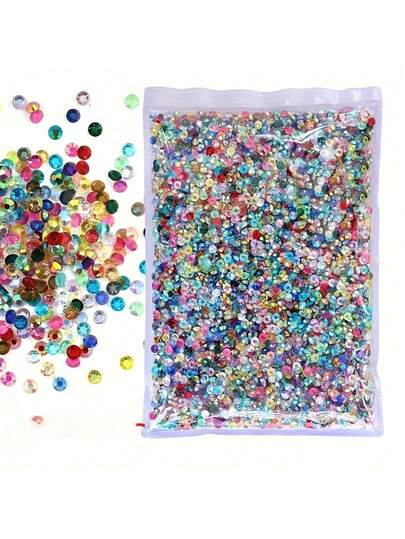 10000pcs Sparkling Flat Bottom Nail Rhinestones 3mm Multi-Color Sparkling Gemstones, Suitable For Fashion, Shoes, Clothing, And Packaging Decoration. Featuring Bright Colors, Suitable For Nail Art Design, Fashion Decoration, And Packaging Decoration.