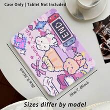 1 pieza Funda protectora de cristal acrílico con soporte, con diseños lindos de conejo y otros patrones, compatible con modelos populares de tabletas Honor/Apple y otros, plegable anti-doblado, esquinas reforzadas de silicona, función de encendido/apagado automático, ranura para lápiz, soporte plegable de varios ángulos - Protección diaria perfecta, regalo ideal - Multicolor - Ver 2