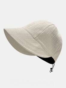 1pc Women's Foldable Sun Hat, Minimalist Design Sun Hat, Wide Brim Beach Hat, Waffle Texture Versatile Sun Hat For Women, Suitable For Beach Vacation, Outdoor Travel, Great Gift For Family And Friends - A - View 6
