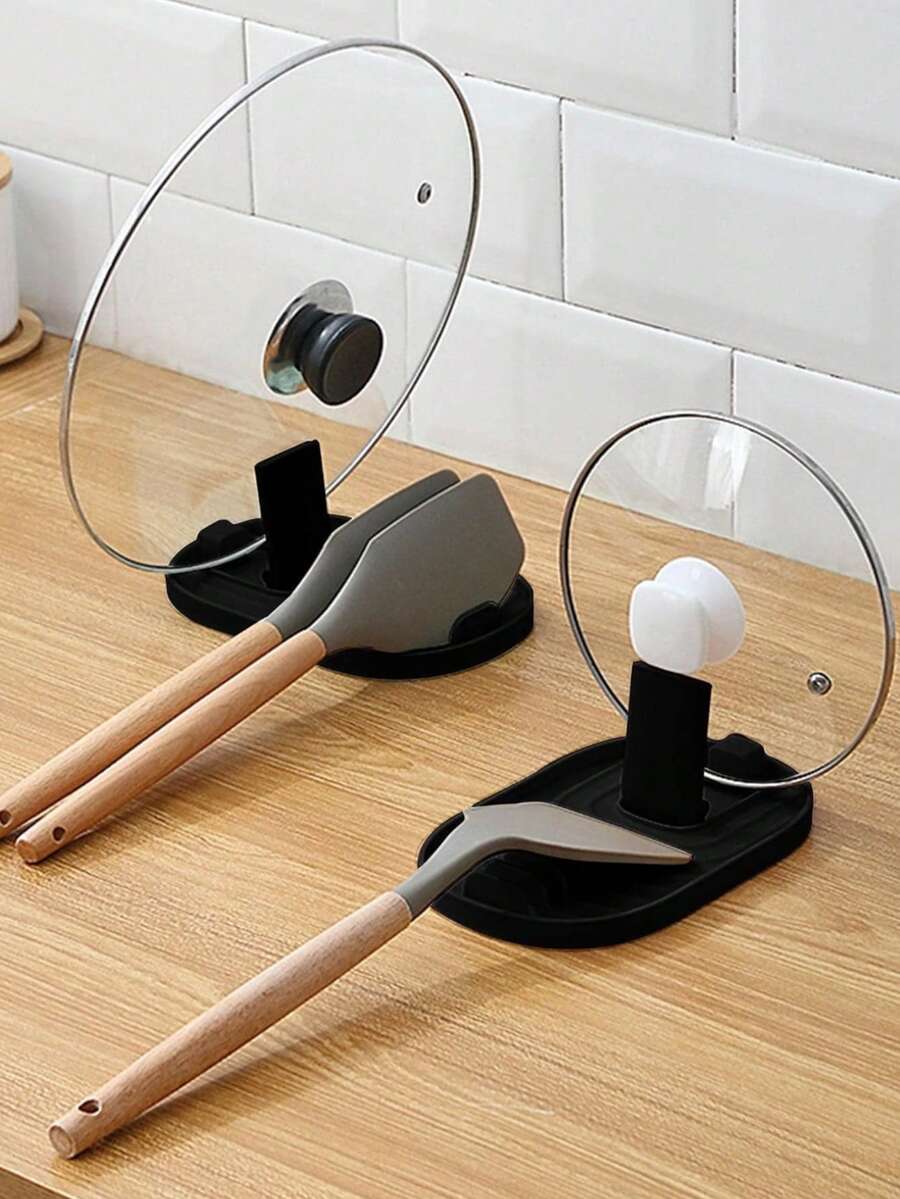 1 pièce Étagère de rangement pliable pour la cuisine : support pour cuillère/louche, support pour couvercle de casserole et organisateur d'ustensiles - gain de place, maintient la cuisine en ordre