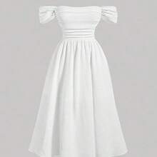 MOD White Off-Shoulder Ruffled Romantic Summer Dress, Plus Size,Graduation Dress,Birthday Dresses For Women,Corset Dress For Women - Blanco - Ver 2