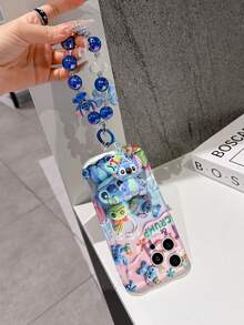 Disney Lilo & Stitch Phone Case With Stitch Charm And Stitch Lanyard - Cute Stitch Protective Case With Scrump And Painting Theme Design, Equipped With Delicate Stitch Decorative Lanyard And Beaded Bracelet For Easy Carrying, Compatible With IPhone 17, 16, 15, 14, 13, 12, 11 Pro Series, Ideal For Birthdays, Holidays, Anniversaries, Graduation Gifts, Or Any Special Occasion To Surprise Family, Friends, Classmates, And Loved Ones. - 白色 - 查看 5