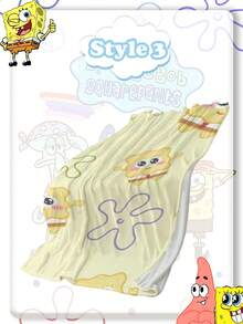 SpongeBob SquarePants 海绵宝宝海滩堡可爱卡通毯 - 系列 - 卡通空调毯 - 法兰绒午睡毯，印有多个角色图案（章鱼哥、螃蟹老大） - 柔软亲肤，保暖舒适 - 多款 - 查看 8