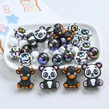 22/24/25pcs Colorful Animal Silicone & Acrylic Beads Set, DIY Jewelry Making Bracelet Necklace Phone Charm & Bag Decor Craft Supplies - Multicolor - View 5