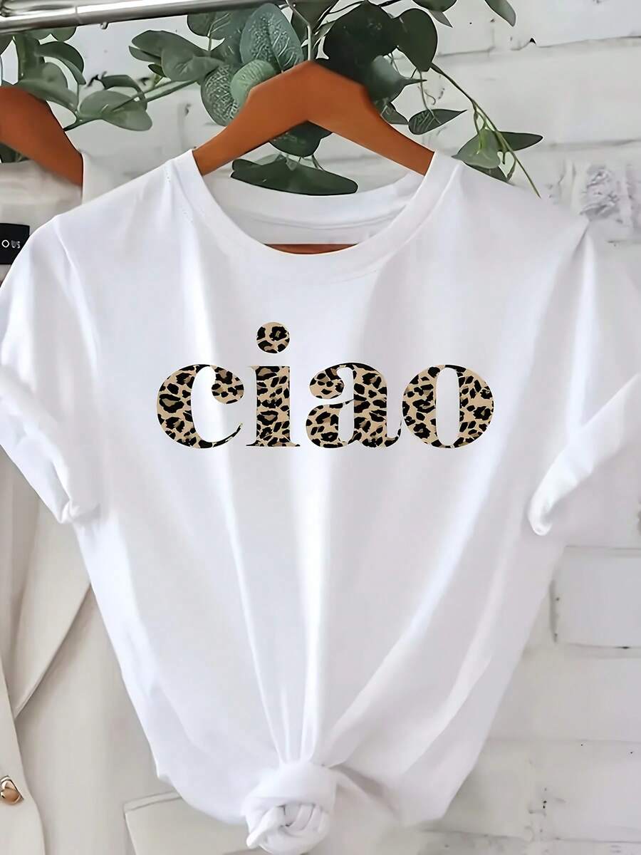 Women's T-Shirts 100% Cotton 2026[Regular Fit] - Short Sleeve T-Shirt - Casual Heart Pattern Ciao Korean Style - White - View 1