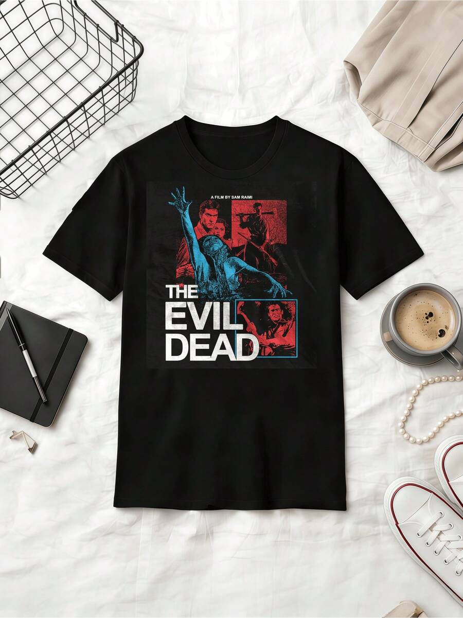 Shirt 1981 - Bruce Campbell Ash Williams Tee - Sam Raimi Horror Movie - Necronomicon Vintage 80s Film - Deadites Graphic Gift - Black - View 1