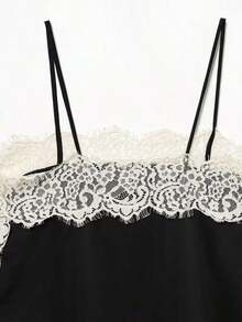 Blusa de satén y encaje blanca, elegante y de moda para mujer, nueva colección de verano DEEKA - Negro - Ver 9