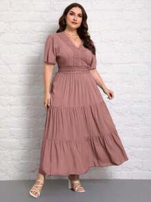 VCAY Vestido con encaje bajo a capas - Rosa - Ver 1