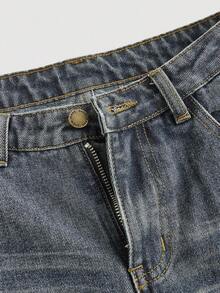 Girlism Pantalones vaqueros anchos y holgados estilo vintage Y2K, pantalones de mezclilla de pierna ancha, ropa de calle Harajuku , estilo retro de los años 2000, para adolescentes, primavera y vuelta al colegio - Azul lavado medio - Ver 3