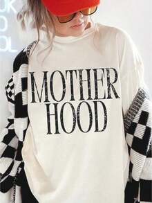 100% cotton Camiseta de Mamá, Camiseta de Maternidad, Camiseta con Estampado Gráfico Oversize para Mamá, Camiseta de Maternidad, Camisetas Divertidas con Estampados Gráficos para Mujer, Cuello Redondo, Camisetas Casuales Holgadas - Blanco - Ver 7
