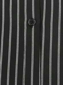 Vestido largo de manga corta para verano 2025, nuevo, con bolsillo, abertura lateral, cinturón y lazo, estampado de leopardo, para uso casual y de viaje - Negro - Ver 6