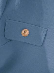 Chaqueta minimalista de mujer de unicolor con botones delanteros y mangas largas, elegante y casual, ligera para primavera y otoño, color negro - azul claro - Ver 4