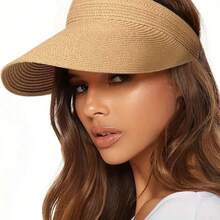 Women's Wide Brim Foldable Ponytail Straw Hat, Portable Beach/Sun Protection Hat For Summer - Multicolor - View 1