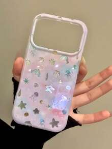 Tie-Dye Purple Dolphin & Shell Design Phone Case For IPhone 17 Pro Max, Stylish & Creative Rounded Edge Dual-Layer Protective Cover For IPhone 16 Pro, 15, 14, 13 Series - Purple - View 3