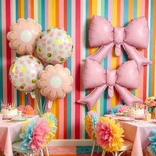 6pcs/Set INS Style Pink Bow & Daisy Balloon Set, Suitable For Wedding, Birthday, Anniversary, Graduation Party, Bridal Shower, Fashion Party, Princess Theme Party Decoration - Pink - View 5