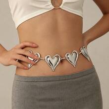 New Arrival Fashion Accessories, Sexy Waist Chain With Hammered Texture Round Rings, Western Style Waist Chain With Textured Round Discs For Women - Silver 1 - View 3