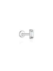 1 chiếc khuyên tai sụn xoắn ốc bằng bạc 925 mạ vàng 18K, khuyên tai đính đá Moissanite hình vuông tối giản, trang sức Moissanite chất lượng cao, thiết kế thanh lịch ít gây dị ứng, phù hợp cho đeo hàng ngày, hẹn hò, dự tiệc, đám cưới, quà tặng Ngày của Mẹ. - Bạc - Xem 7