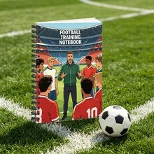 1pc A5 Football Training Theme Personal Organizer, Cover Illustration Of Explaining Tactics To Players, Suitable For Tactical Planning Notebook, Football Match Record Book, Game Analysis Notebook, Essential For Coaches | Football Event Record | Football Training Specific | Best Gift For Football Fans, Coaches, Male And Female Friends - A5 - View 1