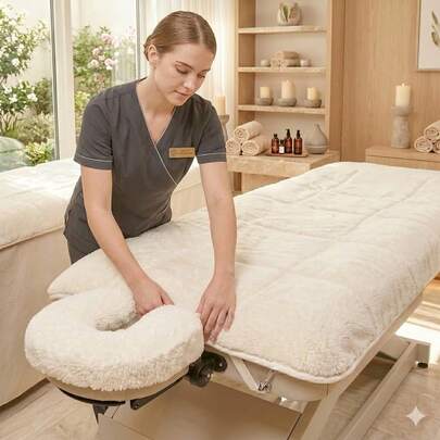 Tấm phủ bàn massage siêu mềm mại với dây chun co giãn, chuyên dụng cho massage, làm đẹp, chăm sóc da mặt và tẩy lông. Tấm lót giường spa bằng lông cừu ấm áp, phù hợp với bàn massage 28-32 inch, thoải mái và thân thiện với da, thích hợp cho thẩm mỹ viện và sử dụng tại nhà.