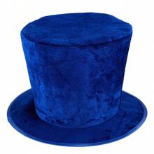 Velvet Vintage Dramatic All Seasons Top Hat, Distressed Texture, Relaxed Fit, Perfect For Themed Party, Halloween Cosplay, Stage Performance - Dark Blue - View 6