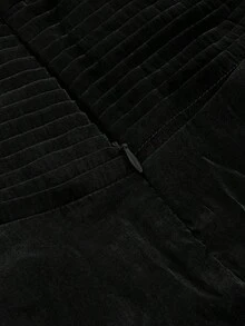 Vestido mini sin mangas, plisado, de unicolor, para verano - Negro - Ver 3