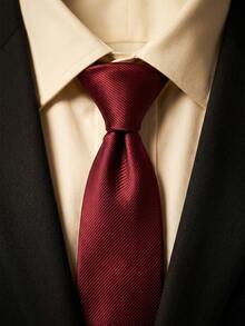1 pieza Corbata de unicolor para hombre, corbata formal de negocios con rayas diagonales, accesorio, festivo - Rosa Fucsia - Ver 7