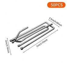 50-Pack Stainless Steel Curtain Pleat Hooks, Heavy-Duty Drapery Pinch Pleat Hooks, Rustproof Metal Curtain Tape Hooks For Window Treatments - Silver - View 2