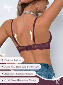 Women's Lace Padded Push-Up Bra - Comfortable Support And Lift - Redwood - View 4